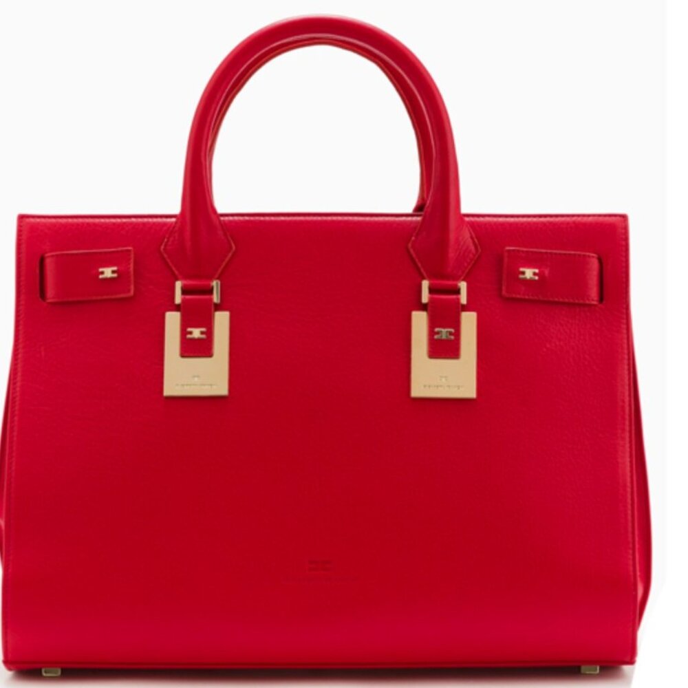 Elisabetta Franchi large Ginevra tote leather bag in red, used great condition